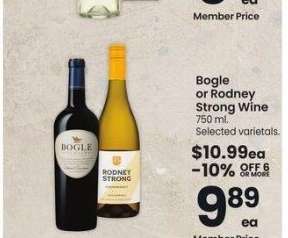Bogle or Rodney Strong Wine - 750 ml. Selected varietals.