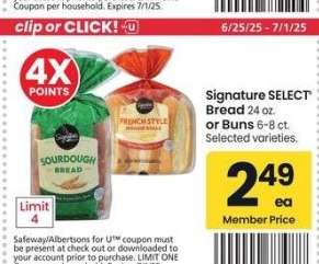 Signature SELECT® Bread 24 oz. or Buns 6-8 ct. - Selected varieties.