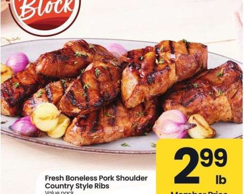 Fresh Boneless Pork Shoulder Country Style Ribs - Value pack.