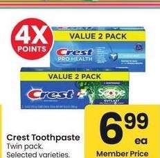 Crest Toothpaste - Twin pack. Selected varieties.