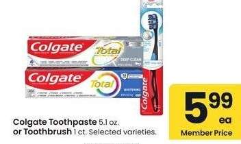 Colgate Toothpaste 5.1 oz. or Toothbrush 1 ct. - Selected varieties.