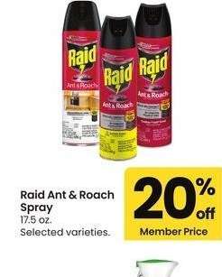 RAID Ant & Roach Spray - 17.5 oz. Selected varieties.