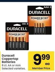 Duracell Coppertop Batteries* - 8 ct. AA or AAA Selected varieties.