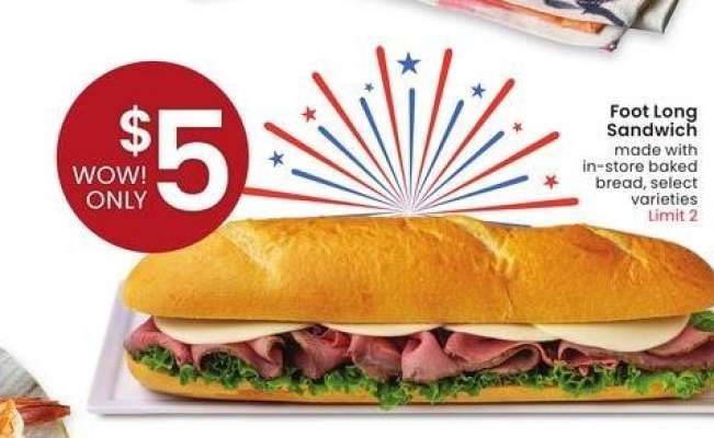 Foot Long Sandwich - made with in - store baked bread, select varieties
