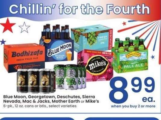 Blue Moon, Georgetown, Deschutes, Sierra Nevada, Mac & Jacks, Mother Earth or Mike's - 6 - pk., 12 oz. cans or btls., select varieties