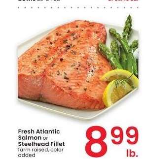 Fresh Atlantic Salmon or Steelhead Fillet - farm raised, color added
