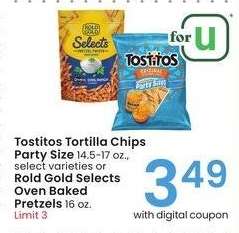 Tostitos Tortilla Chips Party Size 14.5-17 oz., or Rold Gold Selects Oven Baked Pretzels 16 oz. - select varieties