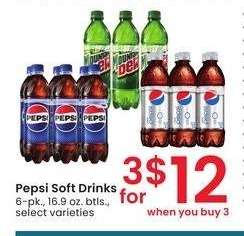 Pepsi Soft Drinks - 6 - pk., 16.9 oz. btls., select varieties