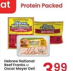 Hebrew National Beef Franks or Oscar Mayer Deli Fresh Lunch Meat - 7-12 oz., select varieties