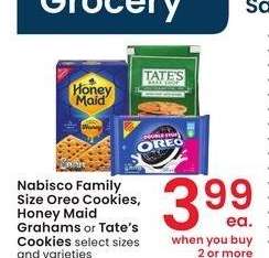 Nabisco Family Size Oreo Cookies, Honey Maid Grahams or Tate's Cookies - select sizes and varieties