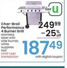 Char. Broil Performance 4 Burner Grill - stainless steel with side burner