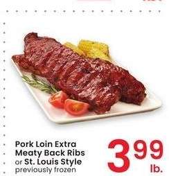 Pork Loin Extra Meaty Back Ribs or St. Louis Style - previously frozen