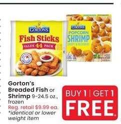Gorton's Breaded Fish or Shrimp - 9-24.5 oz., frozen