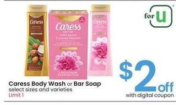 Caress Body Wash or Bar Soap - select sizes and varieties