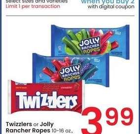 Twizzlers or Jolly Rancher Ropes - 10-16 oz., select varieties