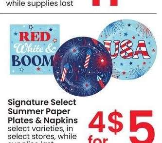 Signature Select Summer Paper Plates & Napkins - select varieties