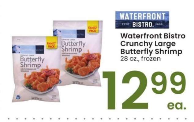 Waterfront Bistro Crunchy Large Butterfly Shrimp - 28 oz., frozen