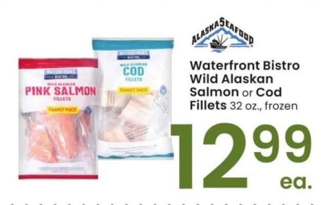 Waterfront Bistro Wild Alaskan Salmon or Cod Fillets - 32 oz., frozen