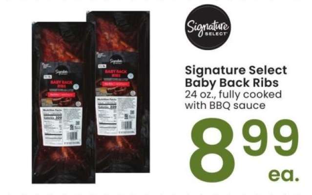 Signature SELECT Baby Back Ribs - 24 oz., fully cooked with BBQ sauce