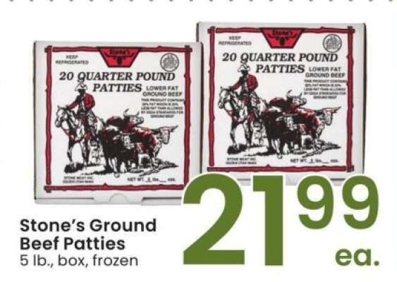 Stone's Ground Beef Patties - 5 lb., box, frozen