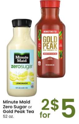 Minute Maid Zero Sugar or Gold Peak Tea - 52 oz.