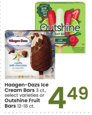 Haagen-Dazs Ice Cream Bars 3 ct., select varieties or Outshine Fruit Bars 12-18 ct.