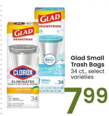 Glad Small Trash Bags* - 34 ct., select varieties