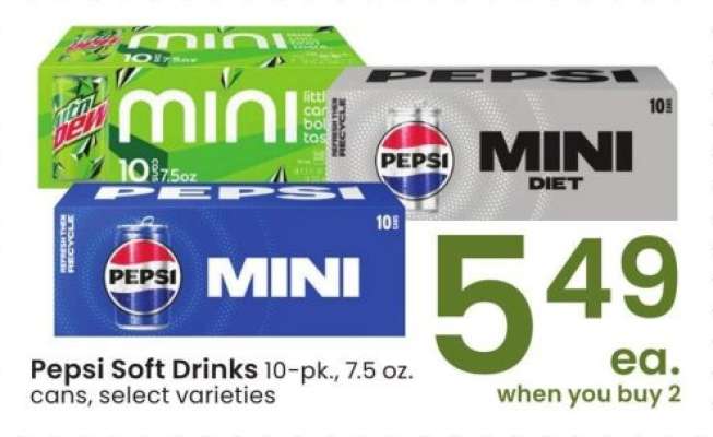 Pepsi Soft Drinks - 10 - pk., 7.5 oz. cans, select varieties
