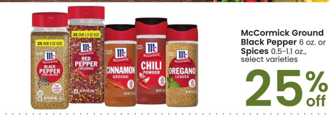 McCormick Ground Black Pepper 6 oz. or Spices 0.5-1.1 oz. - select varieties