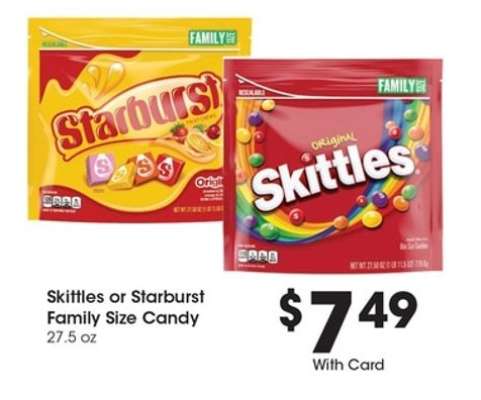 Skittles or Starburst Family Size Candy