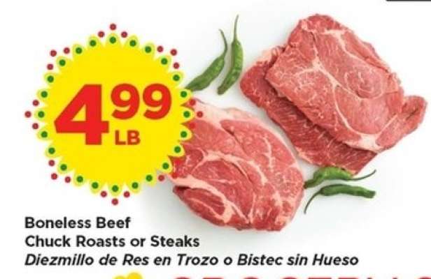 Boneless Beef Chuck Roasts or Steaks