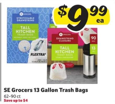 SE Grocers 13 Gallon Trash Bags