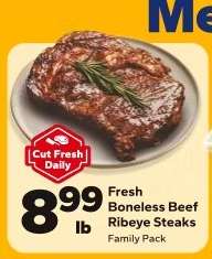Fresh Boneless Beef Ribeye Steaks