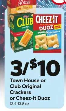 Town House or Club Original Crackers or Cheez-It Duoz