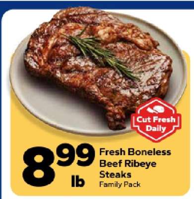 Fresh Boneless Beef Ribeye Steaks