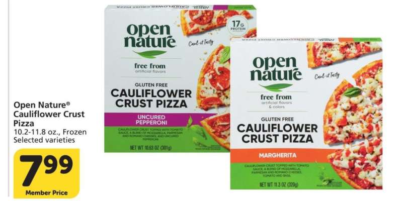 Open Nature® Cauliflower Crust Pizza - 10.2-11.8 oz., Frozen Selected varieties