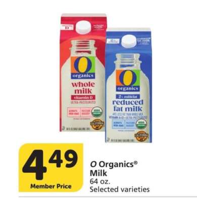 O Organics® Milk - 64 oz. Selected varieties