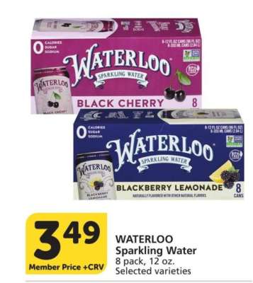 Waterloo Sparkling Water - 8 pack, 12 oz. Selected varieties