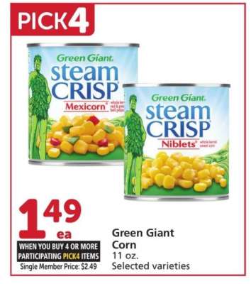 Green Giant Corn - 11 oz.
Selected varieties
Single Member Price: $2.49