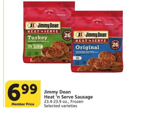 Jimmy Dean Heat'n Serve Sausage - 23.4-23.9 oz., Frozen Selected varieties