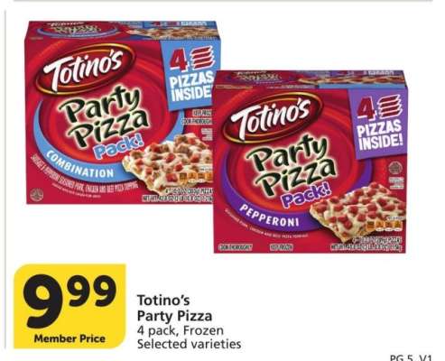 Totino's Party Pizza - 4 pack, Frozen Selected varieties