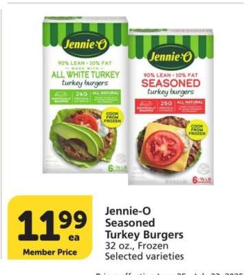Jennie-O Seasoned Turkey Burgers - 32 oz., Frozen Selected varieties