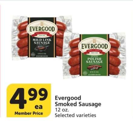 Evergood Smoked Sausage - 12 oz. Selected varieties