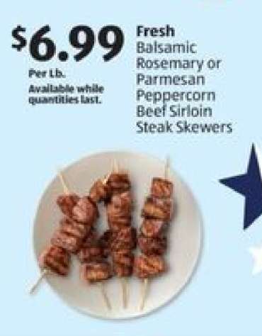 Fresh Balsamic Rosemary or Parmesan Peppercorn Beef Sirloin Steak Skewers
