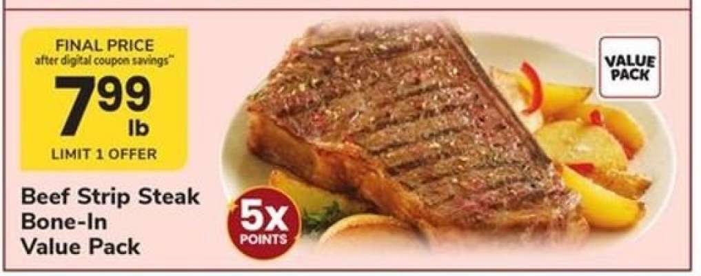 Beef Strip Steak Bone-In Value Pack