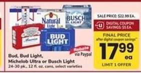 Bud, Bud Light, Michelob Ultra or Busch Light
