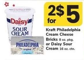 Kraft Philadelphia Cream Cheese Bricks or Daisy Sour Cream