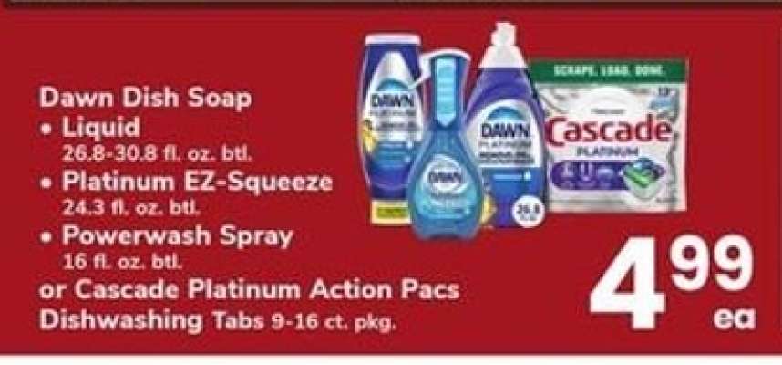 Dawn Dish Soap or Cascade Platinum Action Pacs
