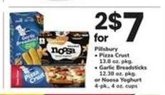 Pillsbury Pizza Crust or Garlic Breadsticks or Noosa Yoghurt