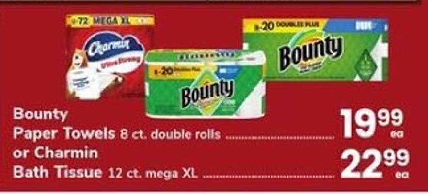 Bounty Paper Towels or Charmin Bath Tissue